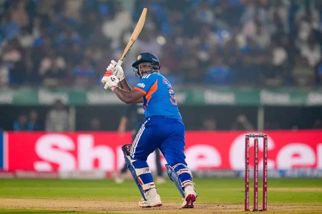 92 m Monster: Sanju Samson smacks it high and long
